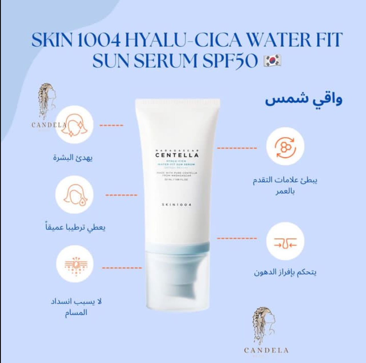 SKIN1004 Hyalu-CICA Water-fit Sun Serumواقي شمس سكن ١٠٠٤