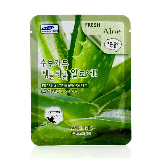 3w clinic fresh cucumber aloe mask sheetماسك الصبار