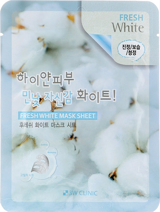 3w clinic fresh white mask sheet ماسك القطن